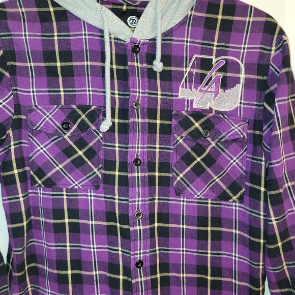 Plad Button-up Hoodie Sweater Shirt Large - Picture 3 of 9
